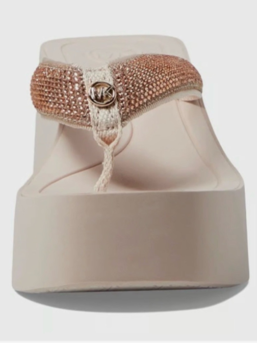 Michael Kors rose gold Platform Wedge Flip Flops with Sparkle Straps - Picture 3 of 6